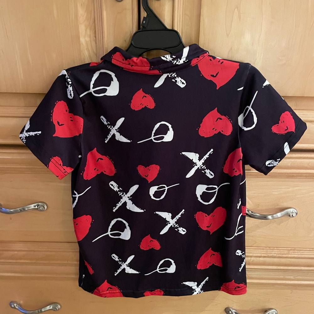 Kids Red and Black Graphic Polo Shirt - Picture 2 of 3